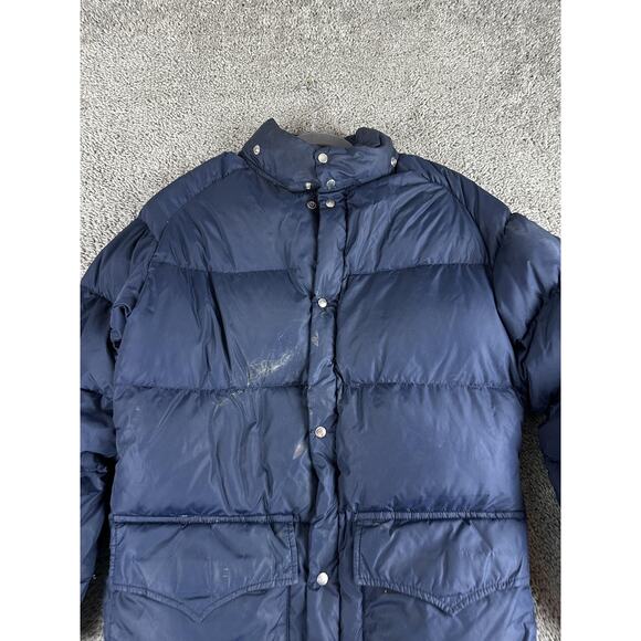 Vintage Woolrich Jacket Mens Small Blue Goose Down Puffer Coat Winter Nylon 90s - Picture 3 of 12